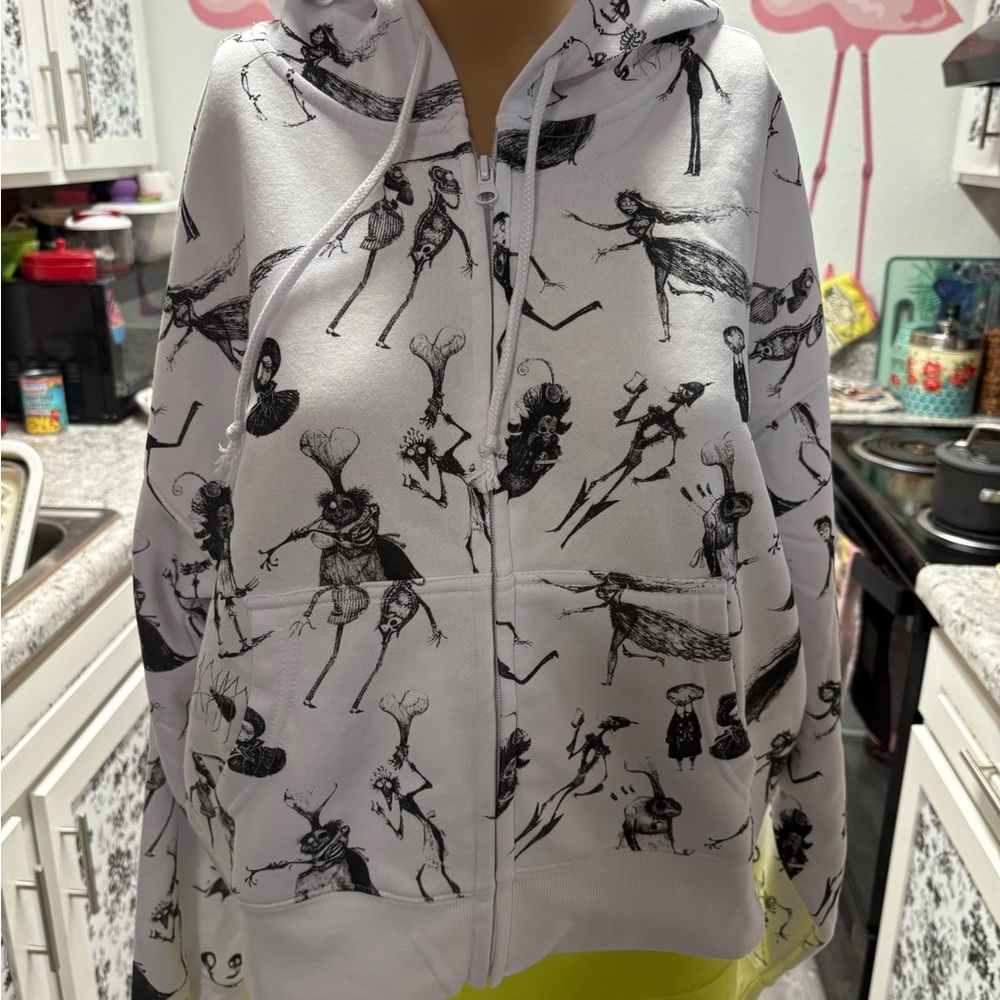 NWT Disney Tim Burton Corpse Bride Zip Up Hoodie XL